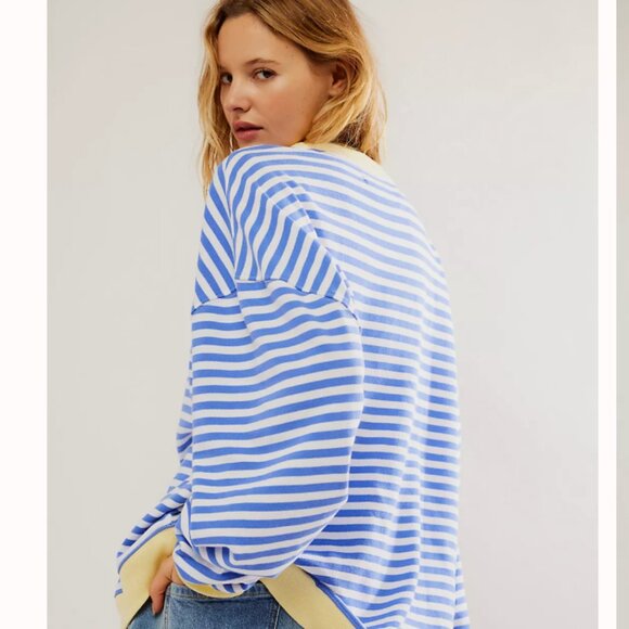 Free People Classic Striped Oversized Crewneck - Picture 3 of 4